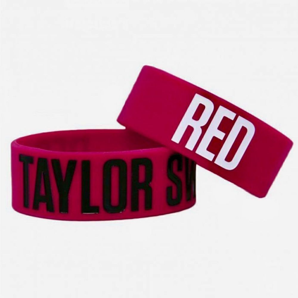 2x TAYLOR SWIFT RED CONCERT TOUR WHITE & RED RUBBER BRACELET Official Brand New